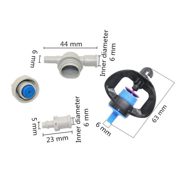 Atomized Rotary micro-nozzle with Anti-drip Spherical connections and barbed 4/7mm hose mist nozzles connector garden tool