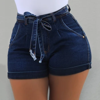 

Lady Office Short Jeans Fashion High Waist Shorts Casual Vintage Bandage Denim Shorts Summer 2020 Hot 3 Colors