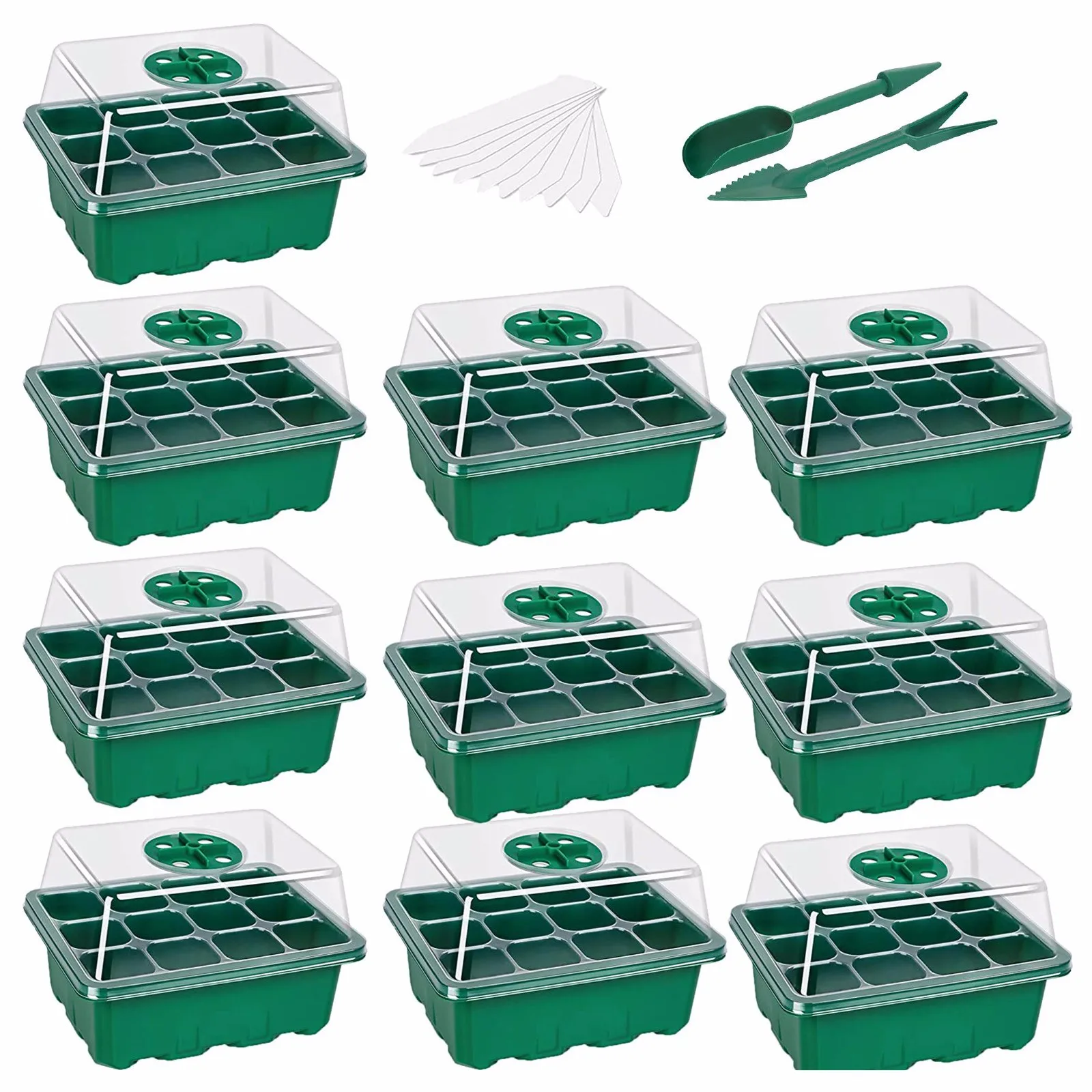 24Cells per Tray Seed Starter Tray Seed Starter kit 6 Pack Seed Starter Humidity Adjustable Seed Starting Mix with Dome Seed Starting Trays for Base Greenhouse Grow Seedling Starter Tray 