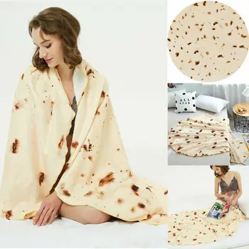 

2019 Newest Winter Print Flannel Blanket Burrito Blanket Flour Tortilla Round Soft Flannel Fleece High Quality Blanket Home