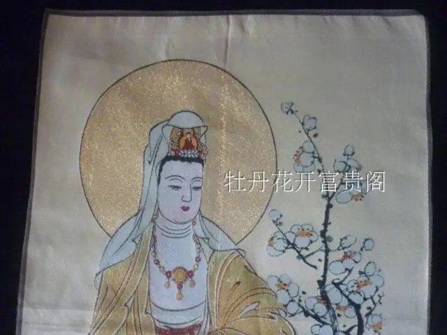 Ожерелье Антигуа Китай Thangka bordado diosa de la Misericordia diagrama