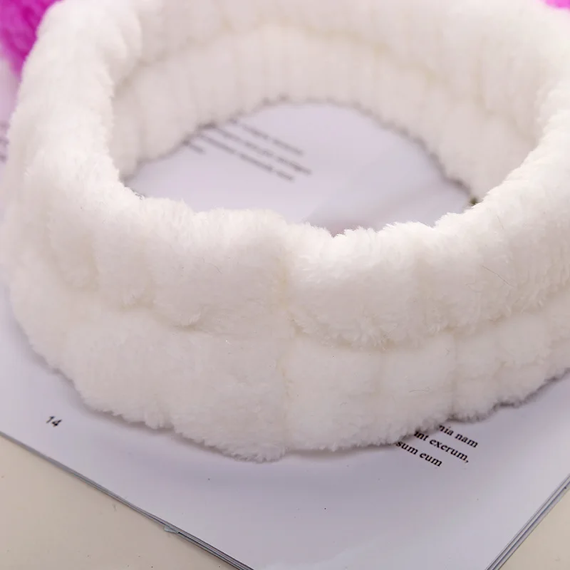 Elastic Cute Panda Ear Soft Carol Fleece Headband for Women Makeup Shower Washing Face Spa Mask Head Wraps