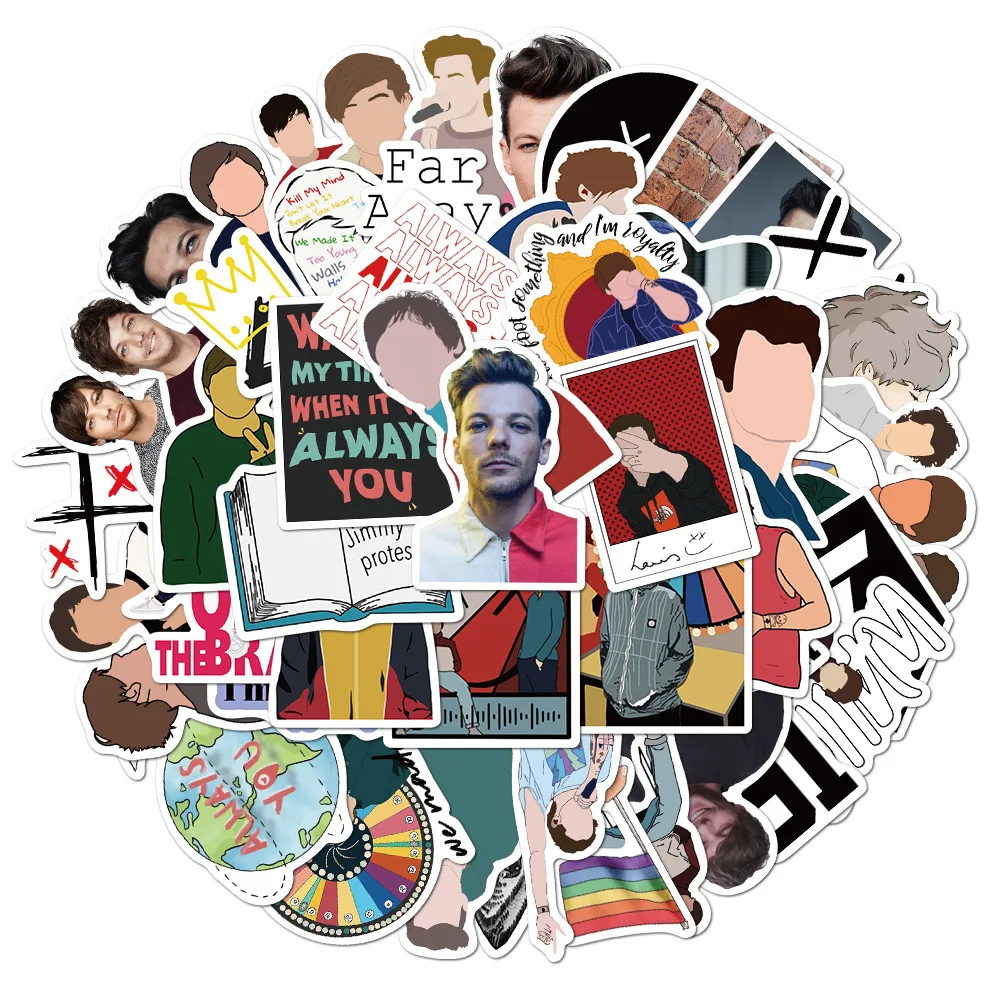 

50PCS 1D One Direction Singer Louis Tomlinson Stickers Pack For DIY Suitcase Guitar Laptop Pegatina Motorcycle Styling Sticker