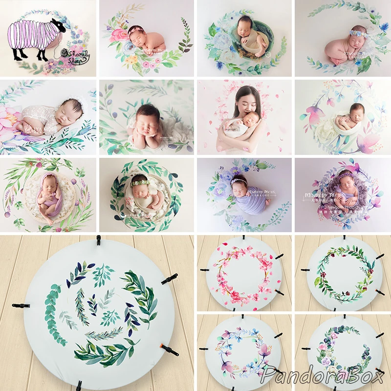 

Newborn Photography Bean Bag Stretch Blanket Watercolor Backdrops Baby Photo Shoot Studio Posing Floral Background Photos Props