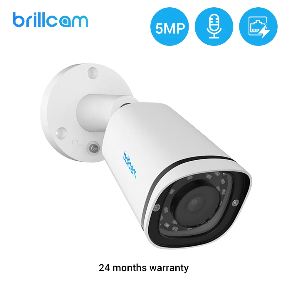 IP камера Brillcam POE 5 Мп HD с ИИ микрофоном и слотом для SD карты|Камеры видеонаблюдения|