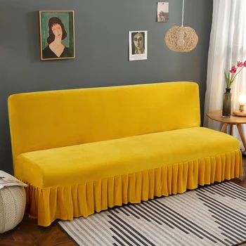 

Sofa Cover Without Armrest Bed Thicken Elastic with Skirt Protector Slipcover Couch Funda