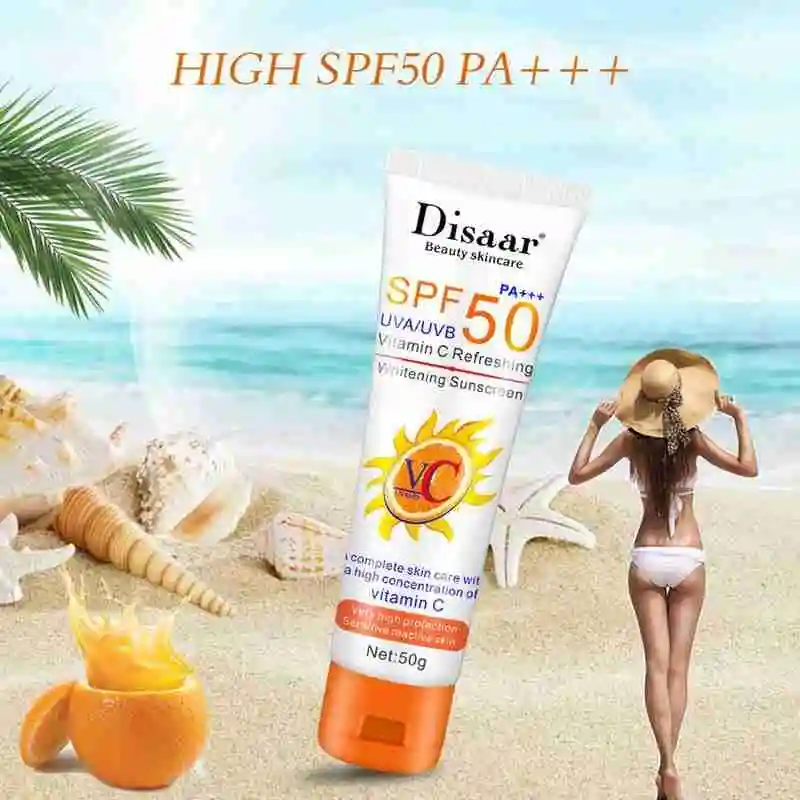 SPF 50 Sunscreen Cream Waterproof Vitamin C Oil Control 50g Sunblock Protection Face Care Whitening Sunscreen Sun Skin