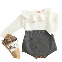 Winter Autumn Kids Romper Baby Girl Long Sleeve Knitting Romper Newborn Girls Patchwork Jumpsuit Clothes Outfit