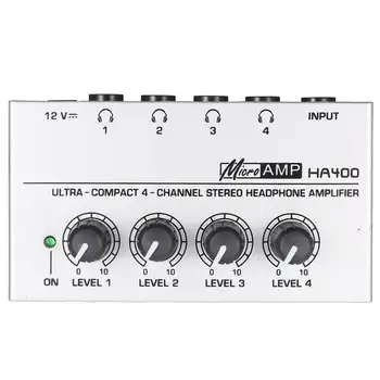 

Ultra Compact 4-Channel Mini Audio， Stereo Headset, Headphone Amplifier, Amplifier With Silver Power Adapter 4-Channel Headphone