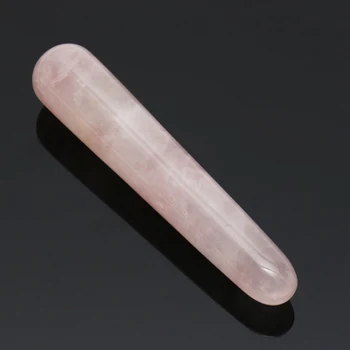 

KiWarm Quality Natural Rose Quartz Yoni Wands Gemstone Crafts Pleasure Wand Body Hand Massage Wood Magic Stone Ornament Gifts