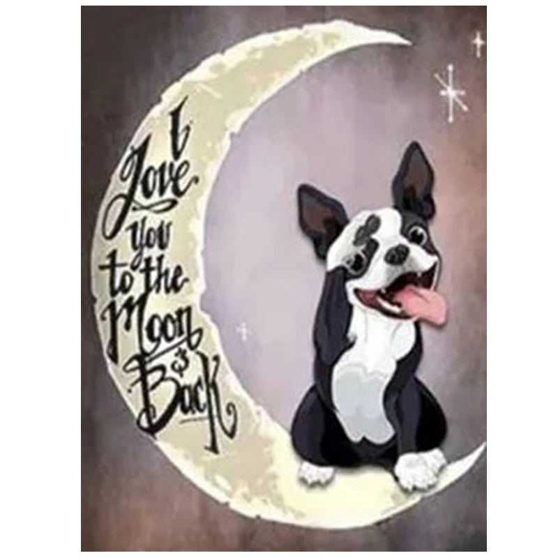 

5D New Style Crafts Diamond Painting Mosaic Icons moon and dog Square diy Diamond Embroidery Pattern animal wall stickerZP-2254