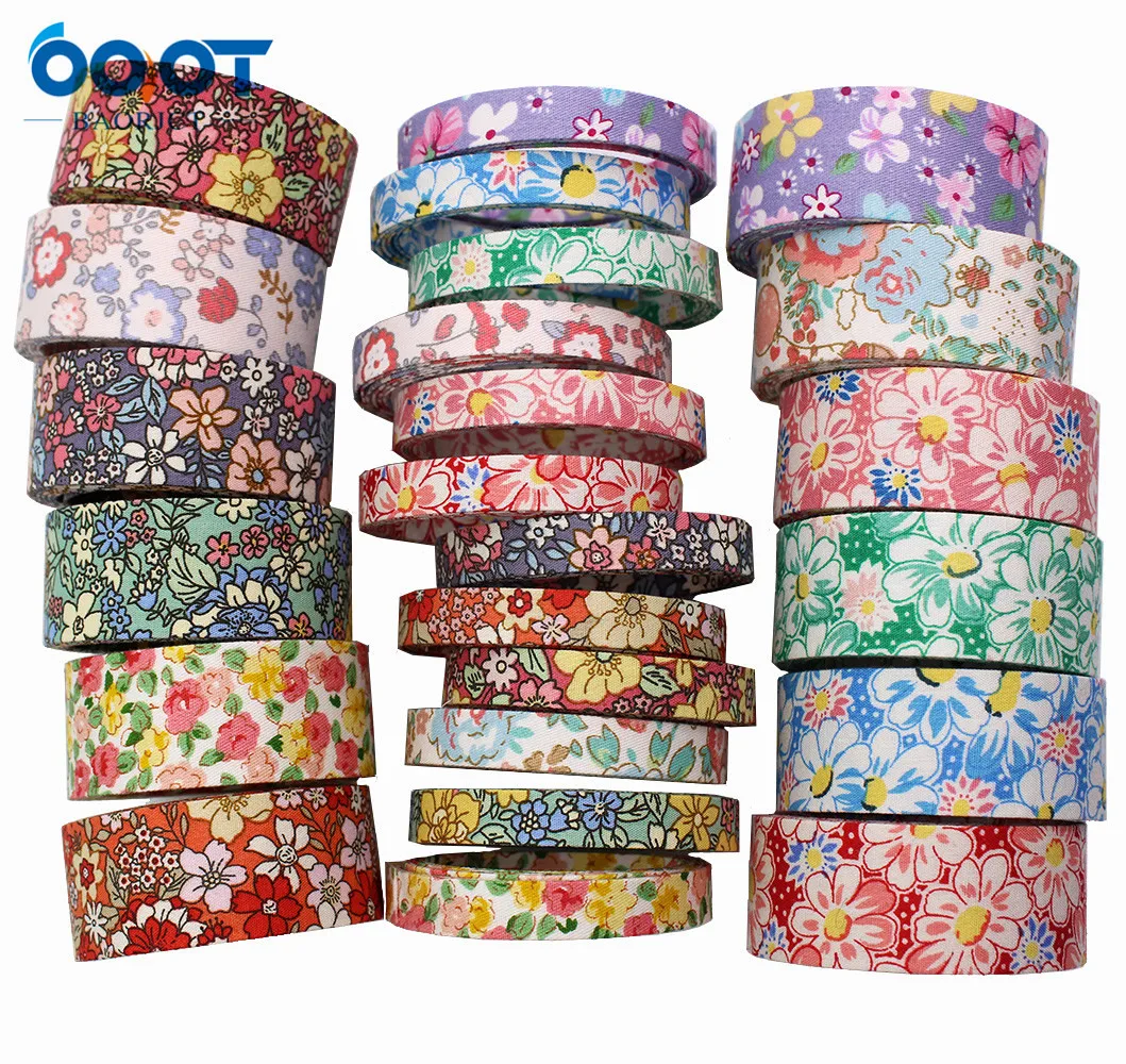 Double-Sided Fitas de pano para DIY, Spring Time Flowers, Bow Cap, materiais de embalagem, presente do partido, 1 