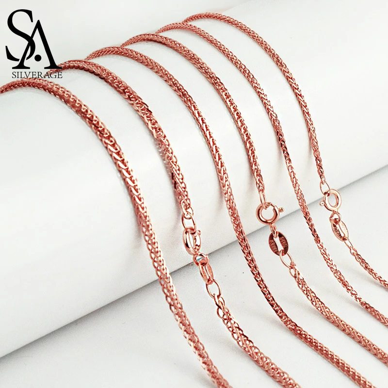 

SA SILVERAGE S925 Silver Necklace Female Rose Gold and Silver Chain Thin Plus Long Sweater Jewery Sterling 925 2021 New Style