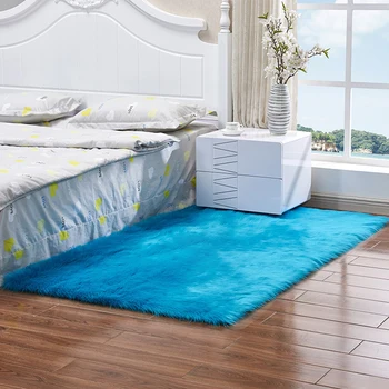 

Fluffy Soft Carpet Faux Fur For Bedroom Rectangle Solid Area Rug Home Hallway Decoration Floor Non Slip Living Room