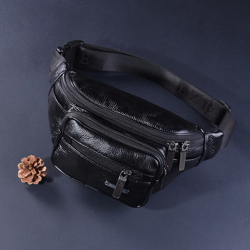 

Leather Pocket Men's Multi-functional Large Capacity Chest Pack Korean-style Fashion Outdoor Sports Mobile Phone Waist Bag Busin