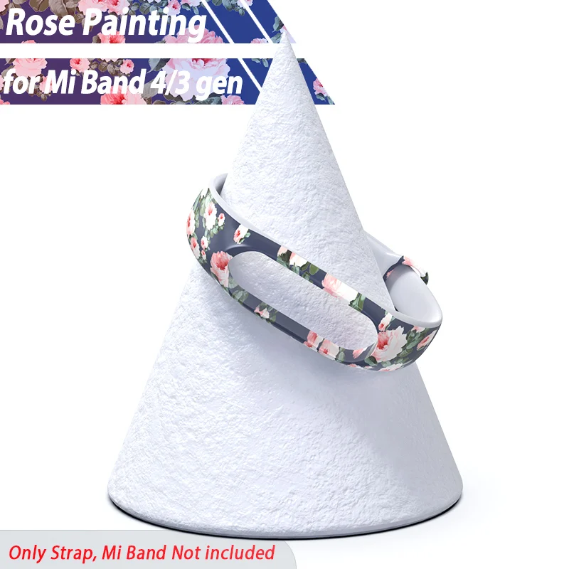 rose painting Камуфляж mi band 4 3 ремешок силиконовый браслет для Xiaomi band 4 mi Band4 NFC mi-Band4 умный Браслет замена для mi-Band-4 - Цвет: rose painting