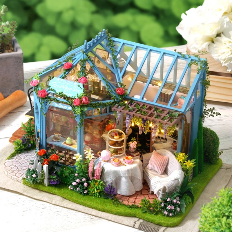 Dollhouse Miniature with Furniture, DIY Wooden Dollhouse Kit Plus Dust Proof & Music Box , 1:25 Tiny House Building Kit 6 Dollhouse Miniature with Furniture, DIY Wooden Dollhouse Kit Plus Dust Proof & Music Box , 1:25 Tiny House Building Kit 6