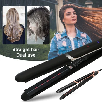 

Flat Iron Hair Straightener Negative Ion Infrared Hair Straighting Curling Iron Corrugation LED Display Professional Hair Curler