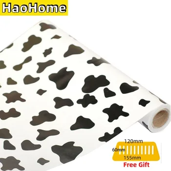 HaoHome-암소 패턴 벽지, 셀프 접착식 접촉 종이, 선반 라이너, 서랍, 벽지, 홈 데코, 침실, 거실 장식용