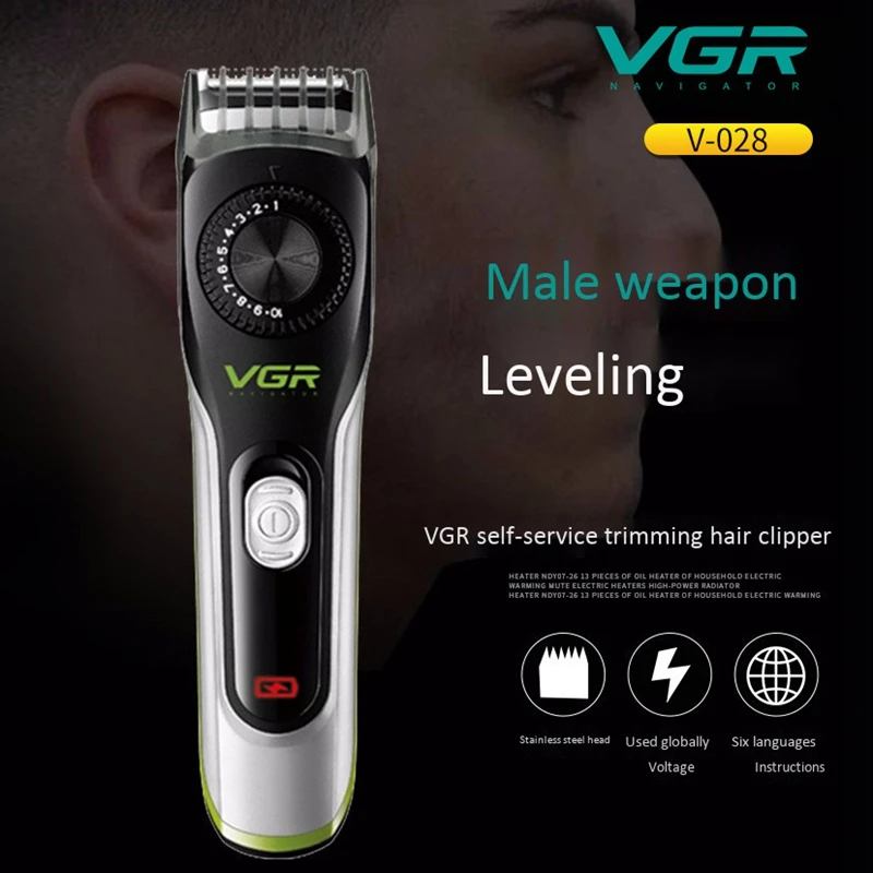 Горячая Vgr V-028 электрическая машинка для стрижки волос Мужская самообслуживание машинка для стрижки волос Электрический триммер для бороды водонепроницаемый электрический клипер с