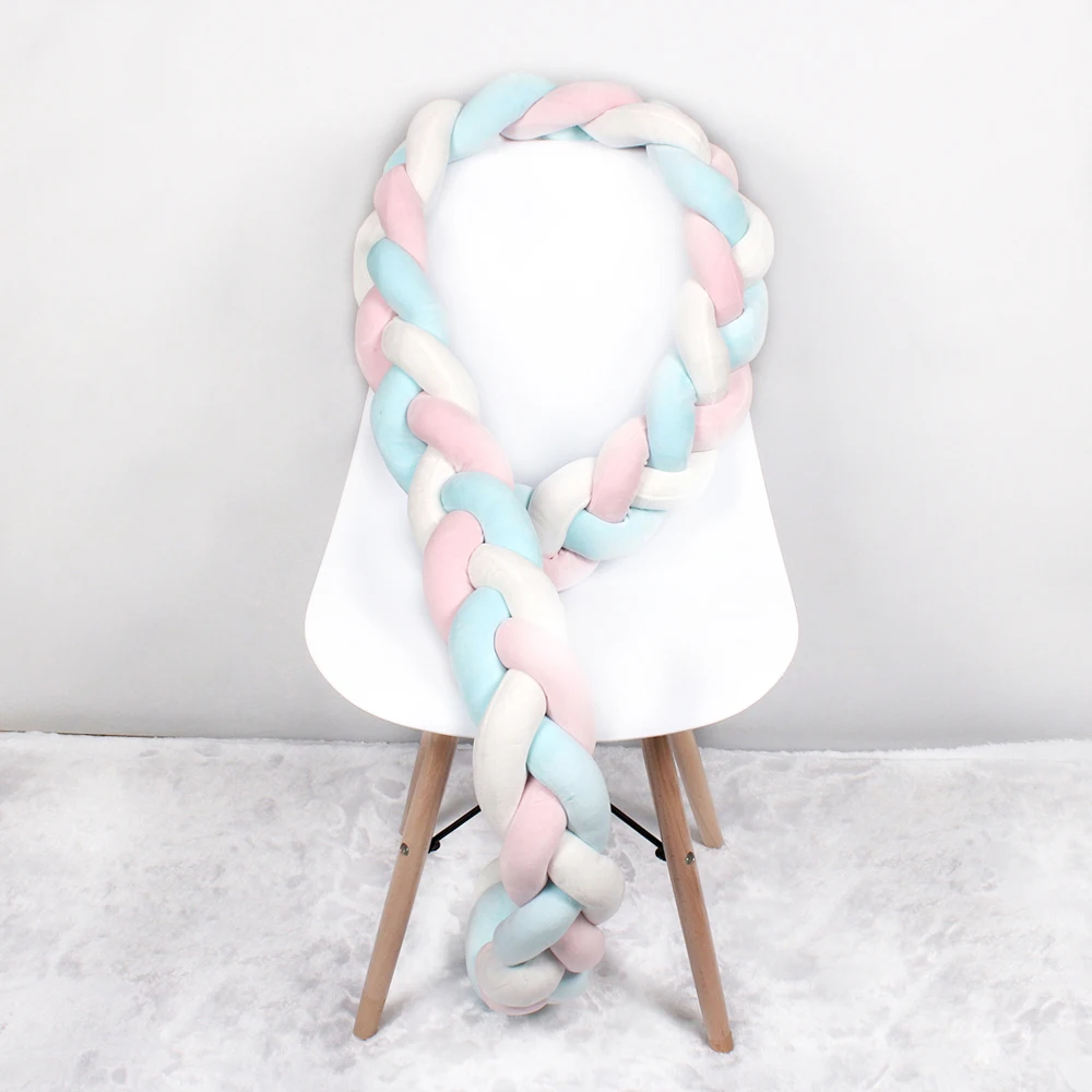 Baby Bed Bumper 1M/2M/3M Braid Knot Pillow Cushion Bumper for Infant Bebe Crib Protector Cot Bumper Room Decor