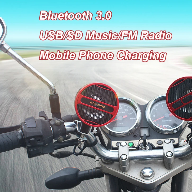 Motorcycle Bluetooth Speaker Waterproof support USB SD music FM Radio