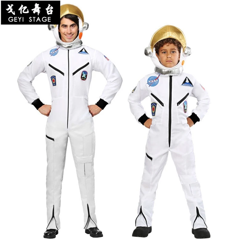 Adult costume Космический костюм для мужчин взрослого размера плюс костюм космонавта белые костюмы пилотов Новое поступление костюм на Хэллоуин цельный комбинезон - Color: Adult costume