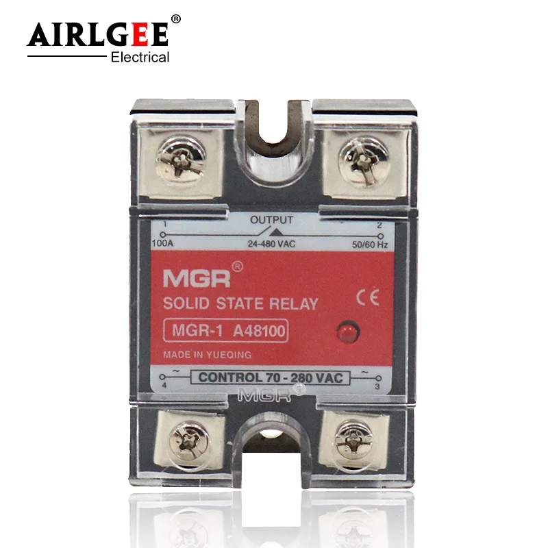 

Solid state relay MGR-1 A48100 SSR-100AA 100A 70-280VAC 24-480VAC AC-AC Single phase solid state relay