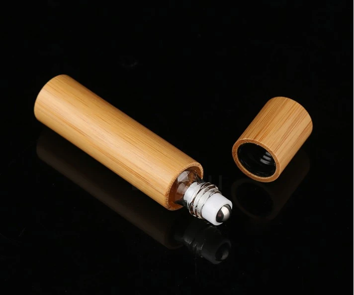 10ml 5ml each 12pcs Simple Bamboo Perfume Roll on Bottle with Metal Ball Roller Refillable Essential 3