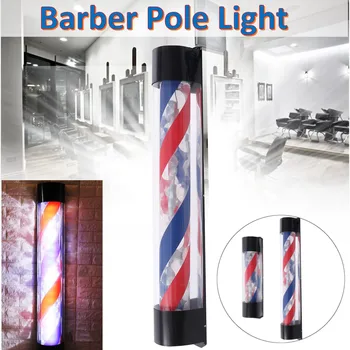 

LED Barber Shop Sign Pole Light Red White Blue Stripe Design Roating Salon Wall Hanging Light Lamp Beauty Salon Lamp