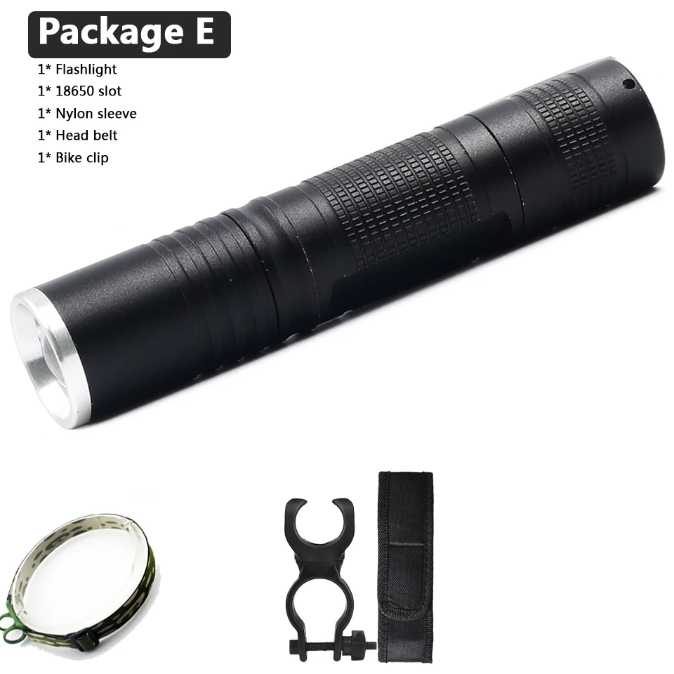 Z20S5 XM-L2 U3 LED Flashlight Aluminum Flashlight 2800 Lumens Adjustable Zoom Focus Flashlight Pen Light Black 5 Switch Mode custom flashlights Flashlights