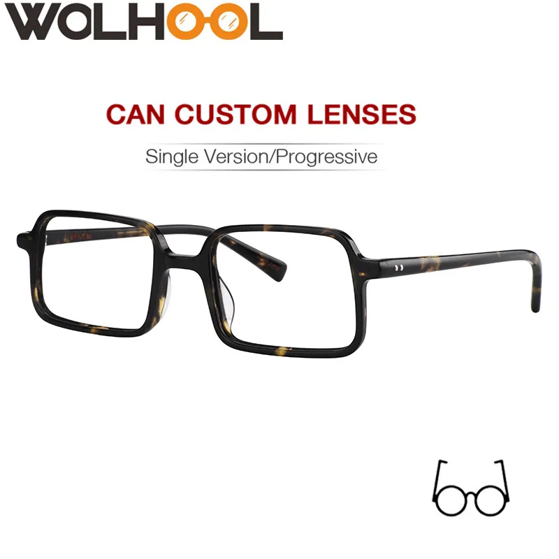 

Retro Vintage Rectangle Spectacles Frames Men Acetate Light Suqar Fake Glasses Eyeglasses Frame Women Glasses Frame