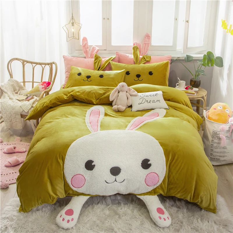 Детский комплект постельного белья с милым мультяшным Кроликом пандой попугаем