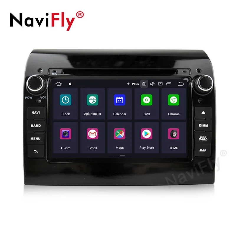 Perfect NaviFly Android 9.0  Octa Core CAR DVD GPS navigation player For FIAT DUCATO car RADIO stereo player with WIFI support OBD DAB 2
