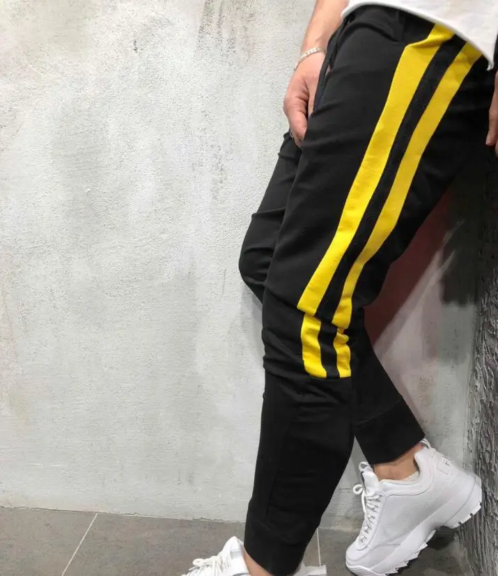 Осенние новые спортивные брюки для фитнеса и отдыха - Цвет: black yellow