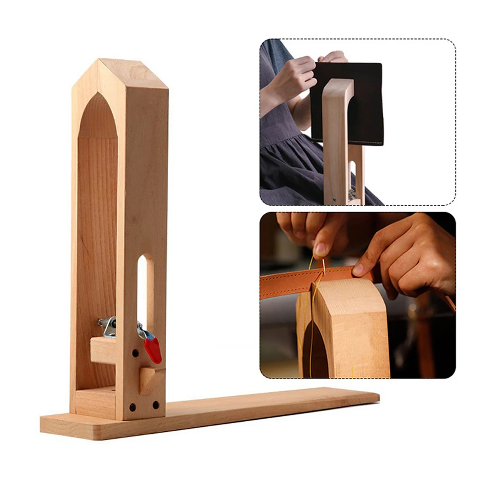 Leather Hand Stitching Fixture Wooden Fix Clamp Sewing Tool DIY