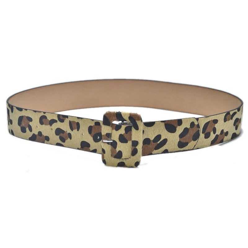 Khaki leopard Женский пояс Для женщин из меха пони; ремень с леопардовым рисунком, с розочками, металлическая пряжка золотого цвета Лидер продаж Женский ремень pu - Цвет: Khaki leopard