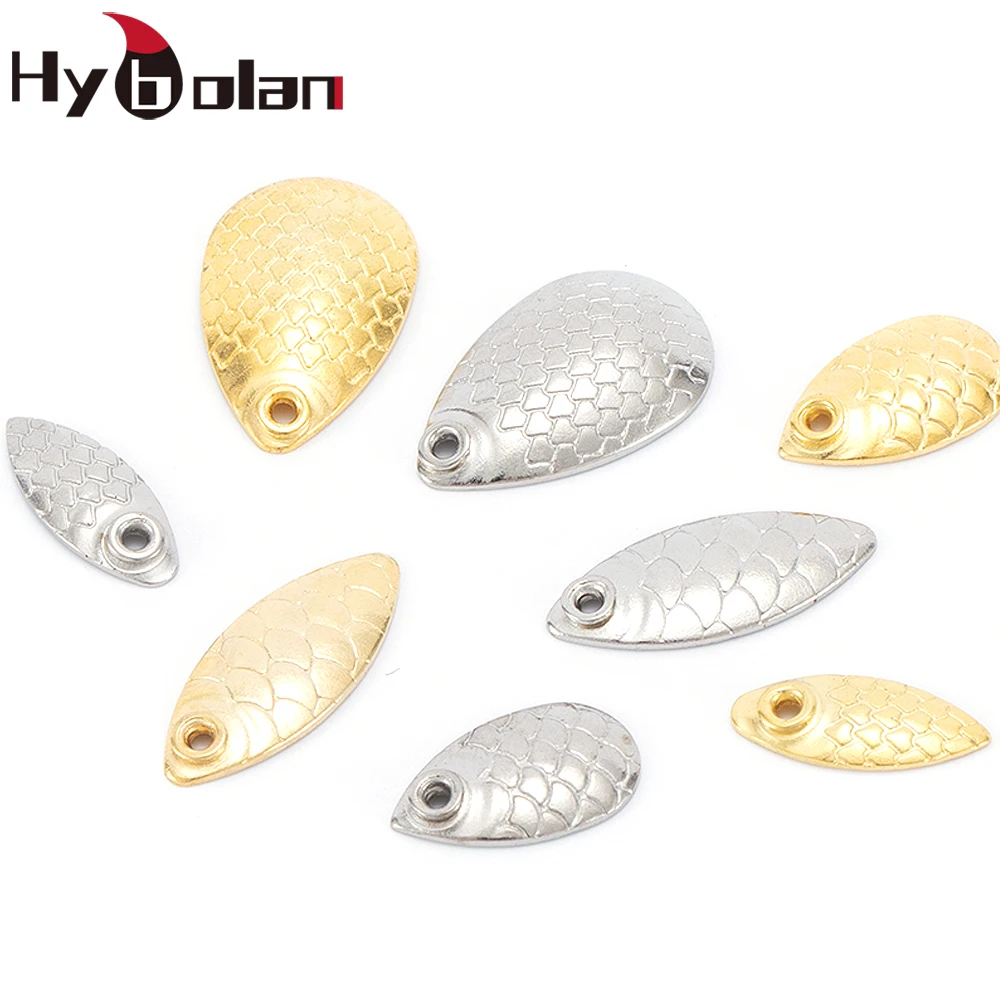 HYBOLAN 50pcs Fishing Small Spoon DIY Spinner Lure Fish Scale high quality Metal Copper Smooth Not Hurt Line Rings Accessories