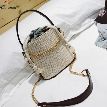 

DORANMI Straw Bucket Bags For Women 2020 Chain Strap Barrel Handbags Female Beach Top-handle Bag Crossbody Shoulder Bags BG451