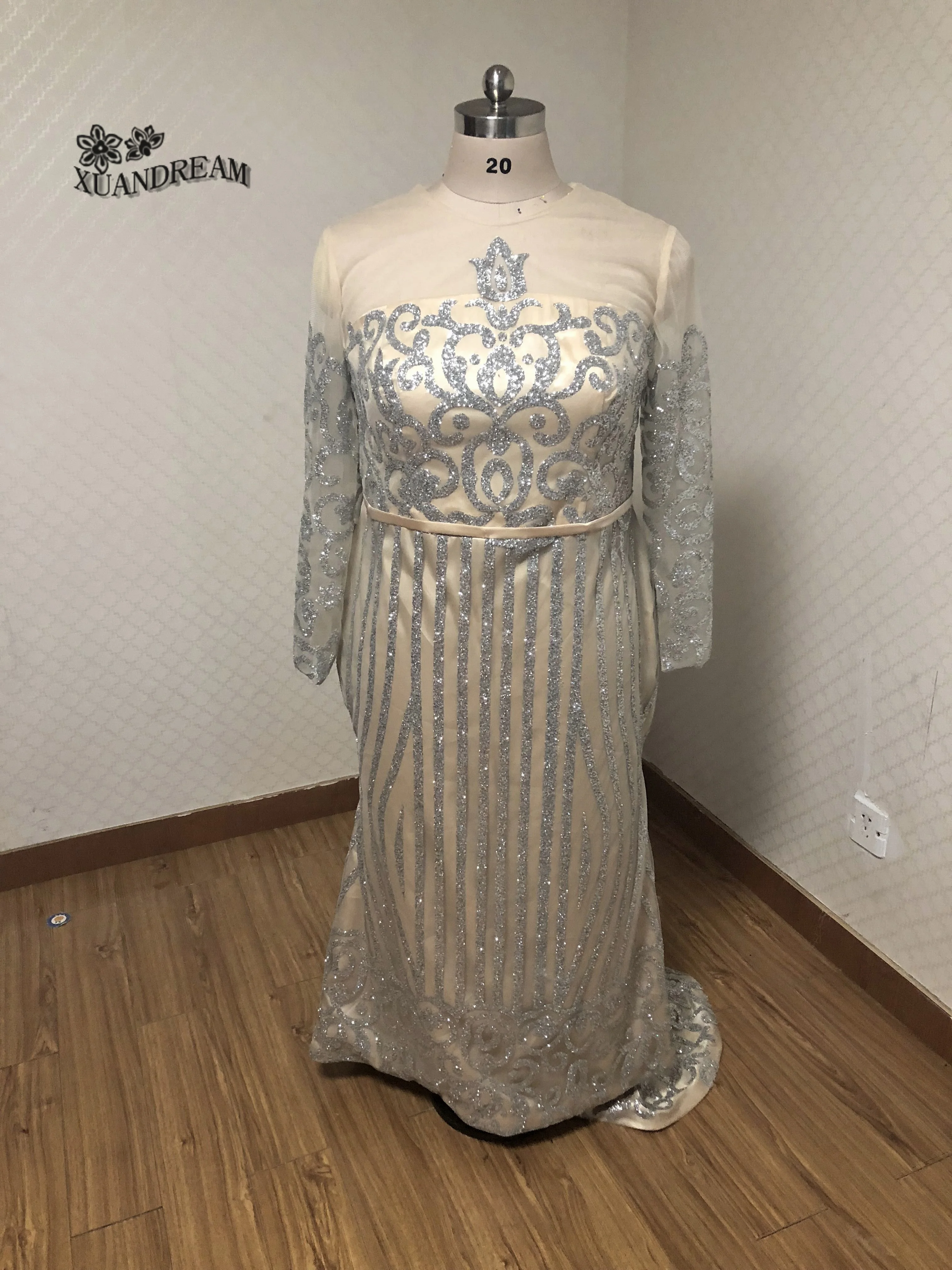 Bling Bline размера плюс вечернее свадебное платье; robe de soiree элегантная форма Платье с длинными рукавами реальные изготовление под заказ Дешевые вечернее платье с