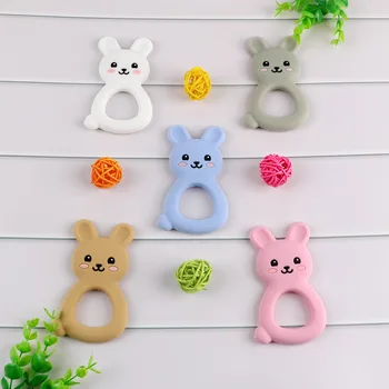 Kovict BPA Free 5/10pcs rabbit Silicone Baby Teether rodent Baby Teething Toys Chewable Animal Shape Baby Products Nursing Gift 2