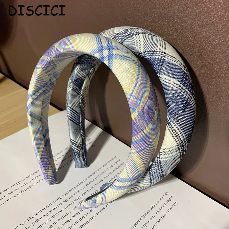 

DISCICI 2020 New Fashion New Lattice Sponge Headband Simple Temperament Versatile Headband Hair Accessories Hairband WSH1252