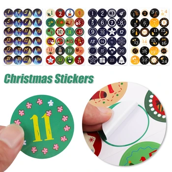 

24Pcs/Set 2021Merry Christmas Advent Calendar DIY Gift Package Label Self Adhesive Advent Calendar Number Cookie Candy Tag