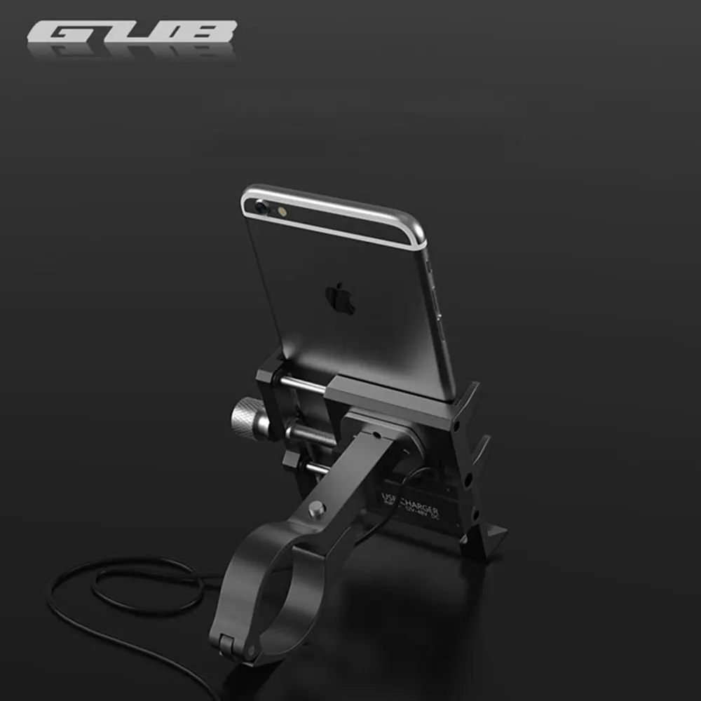 

GUB G-91 Aluminum Alloy Mobile Phone Holder USB Rechargeable Bicycle Mount Electric Motorcycle Scooter Mobile Handlebar Stand