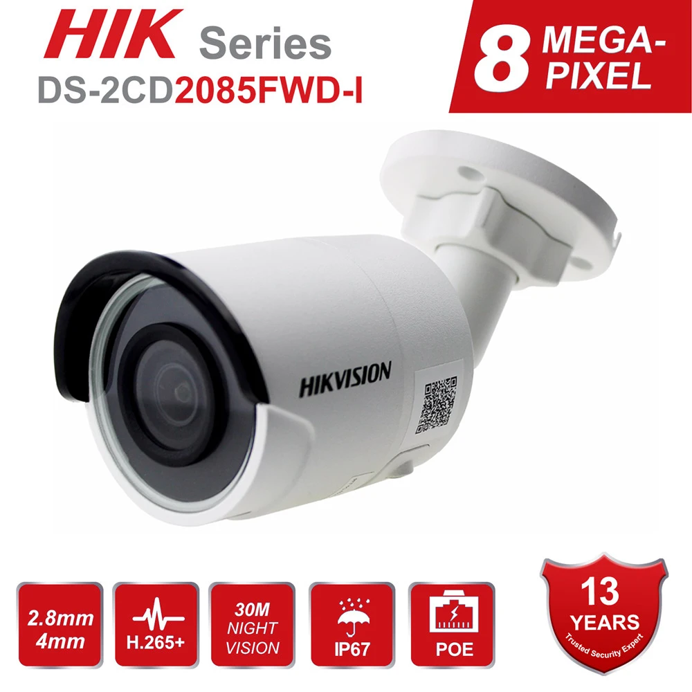Hikvision 4K сетевая цилиндрическая IP камера 8 Мп стандартная 3D DNR безопасности с