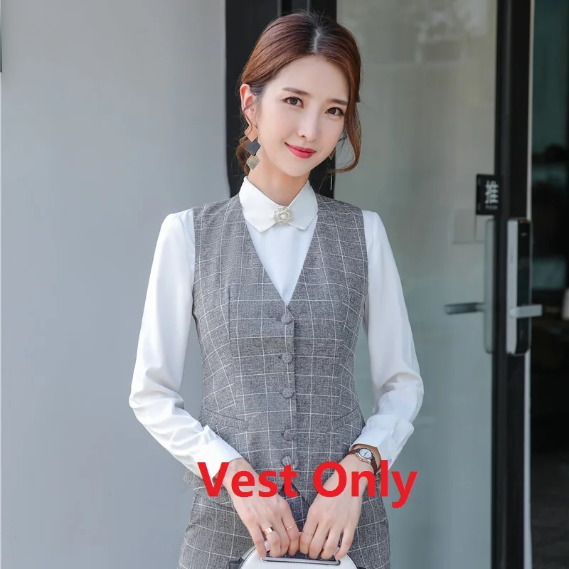 Vest Only Высокое качество Формальные Дамы жилет и жилет для женщин Деловые костюмы с брюками и топ наборы брючные костюмы - Цвет: Vest Only