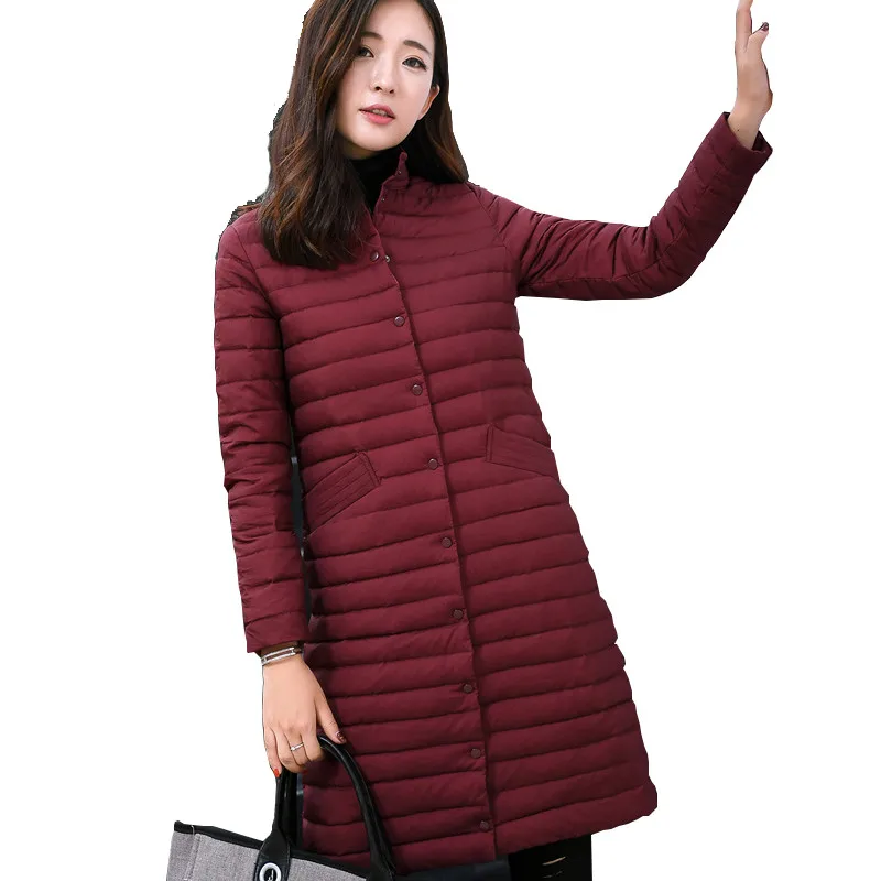 

New Women Thin Down Coat Autumn Winter Slim Ultra Light Duck Down Jackets Parka Female Long Outerwear Coats Plus Size XL AB1594