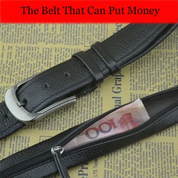 

Belt Can Put Money and Coin, Men's Leather Belt with Automatic Buckle Fashion Black Waist Strap Belts with 21 Styles