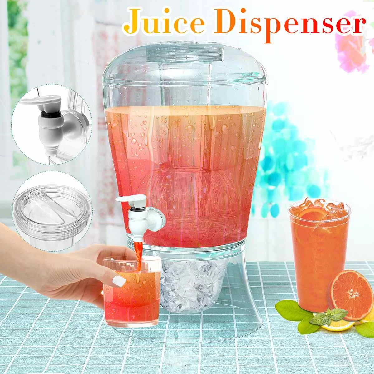 

Plastic 8L Juice Cold Drink Dispenser Party Wine Beer Drinks Tank Container Bar Tools Lemonade Beverage Cooler Holder A Tap