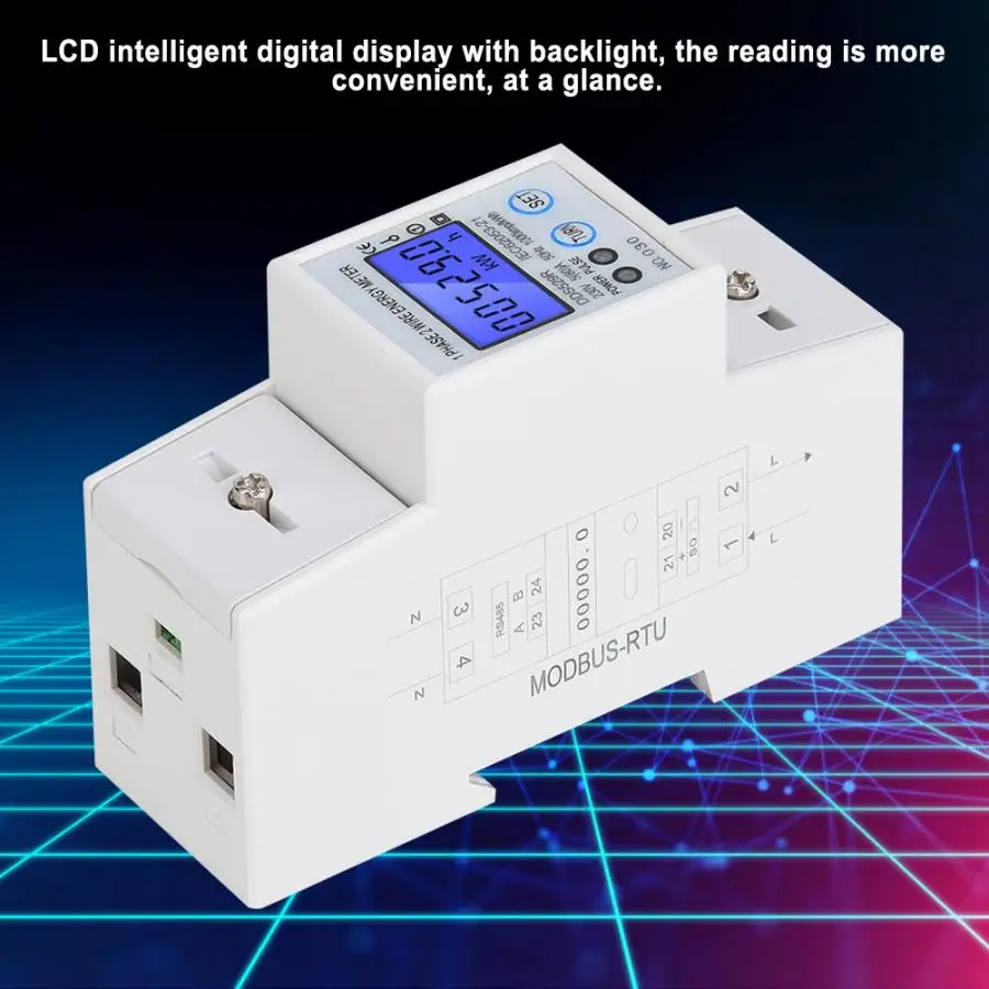Однофазный Электрический счетчик энергии DDS529R lcd интеллектуальный цифровой дисплей 230V 2P din-рейка измеритель мощности с RS485